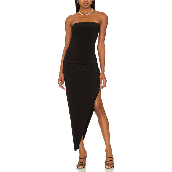 Norma Kamali Strapless Black Side Drape Gown Size L - NWT - Picture 1 of 5